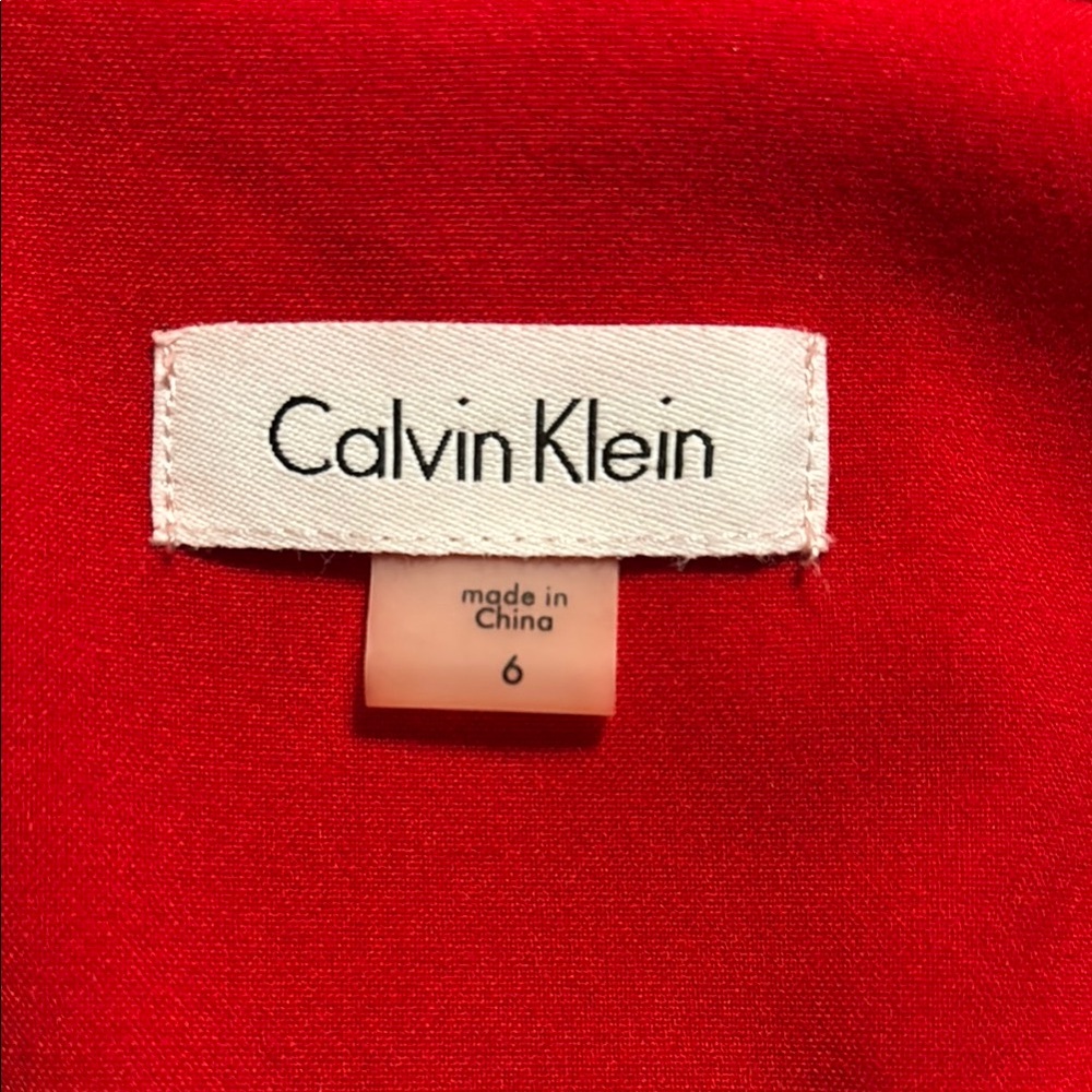 Calvin Klein Red Asymmetrical Sheath Dress - Picture 2 of 3